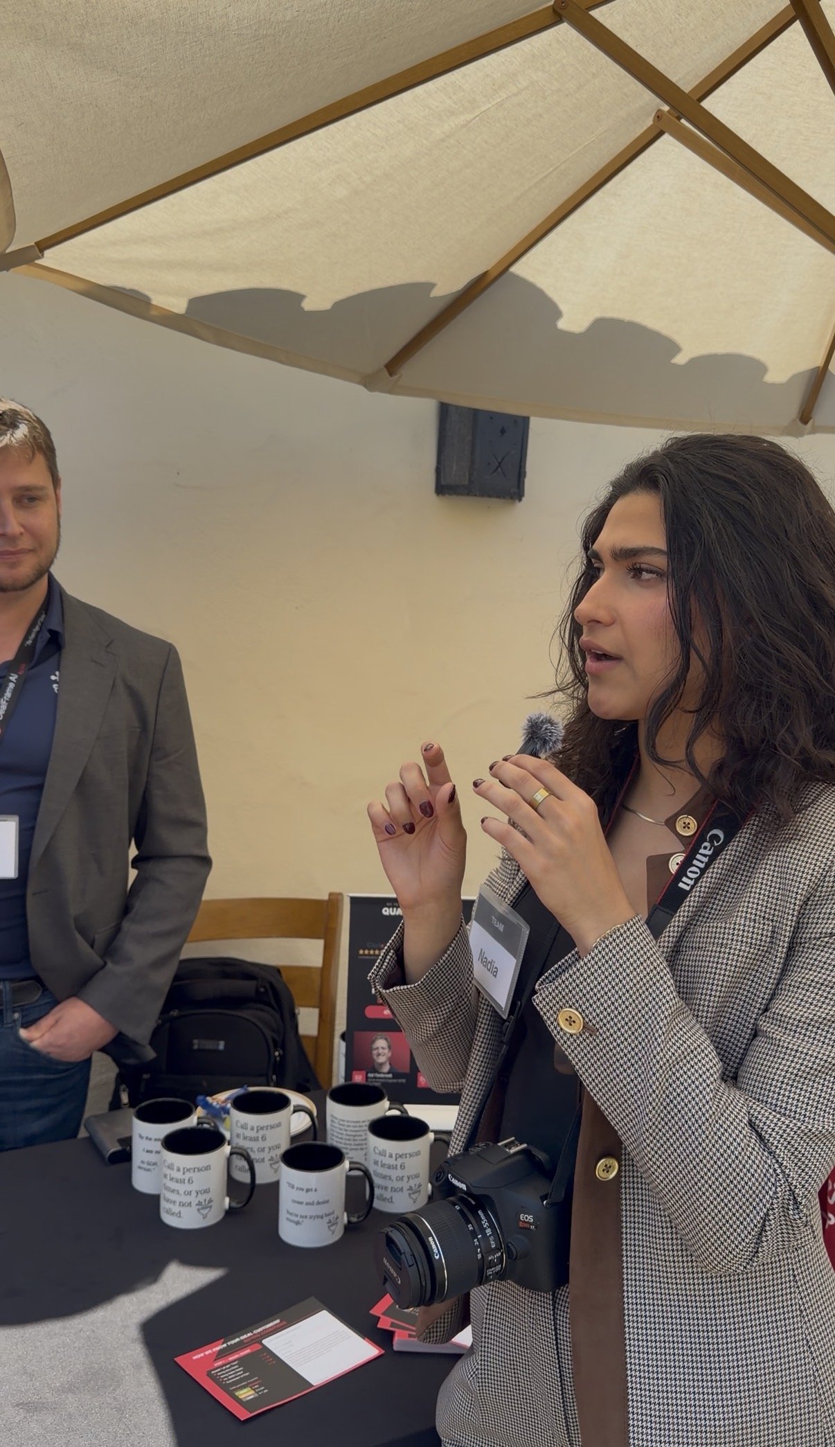 Nadia speaking at a San Francisco tech event