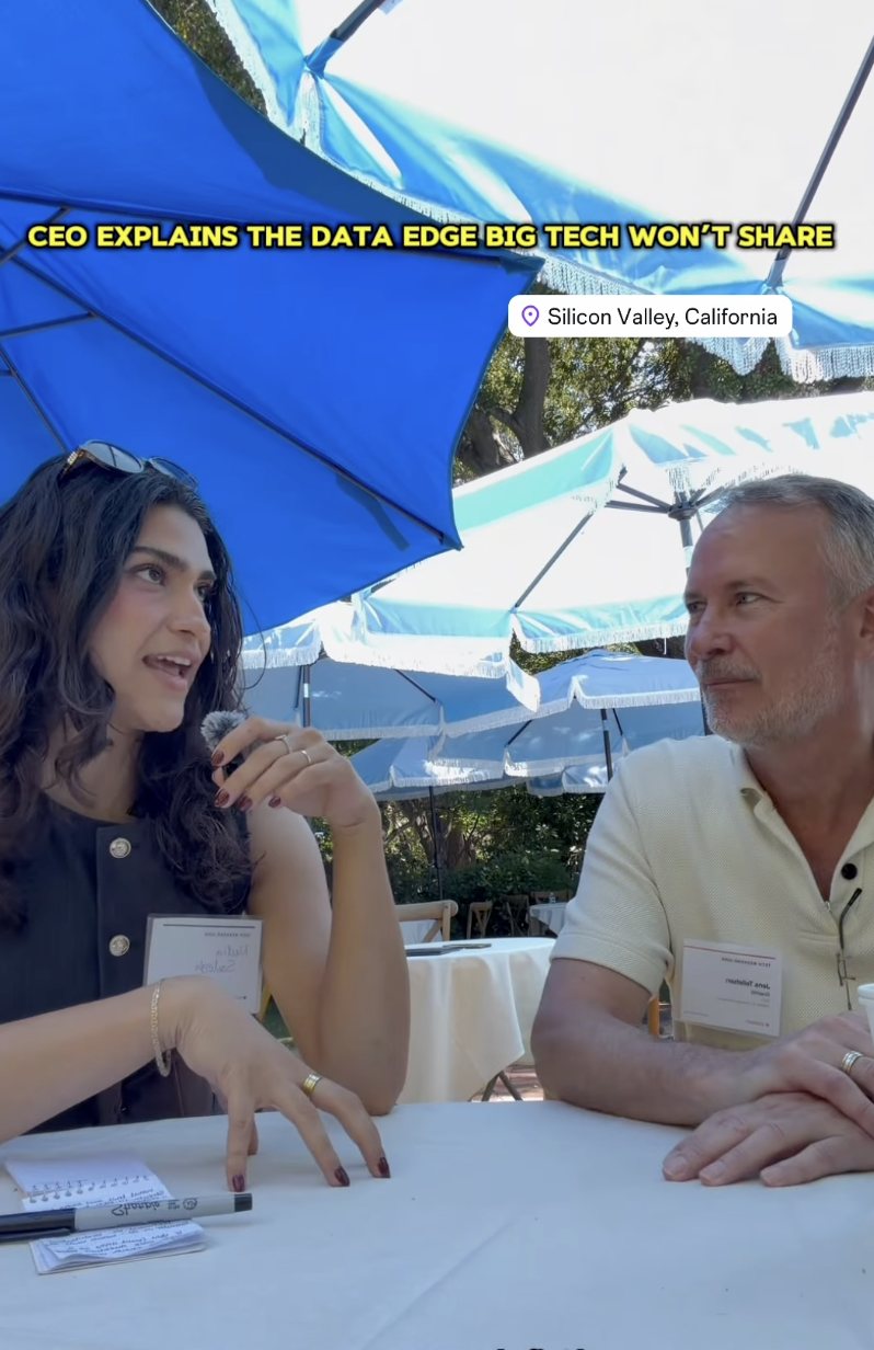 Nadia interviewing a CEO in Silicon Valley about the data edge Big Tech won't share